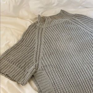 Crochet sweater with slits, gray